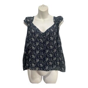 J. Crew Cap sleeve top in blue and white size XXL